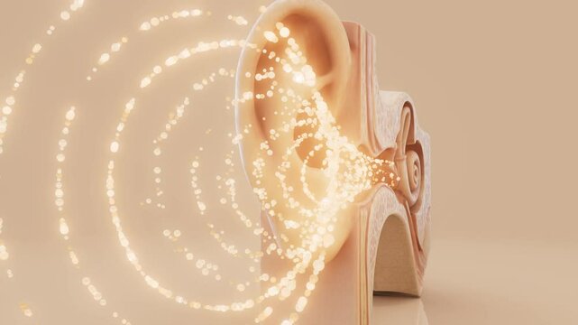 Conceptual 3D animation of an ear anatomy