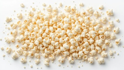 Close Up View of Fluffy White Popcorn Kernels on a Plain Background Ready for Snacking
