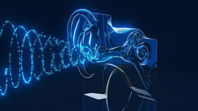 Conceptual 3D animation of an ear anatomy