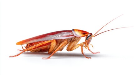 American cockroach walking on white background close up studio shot pest control hygiene insect