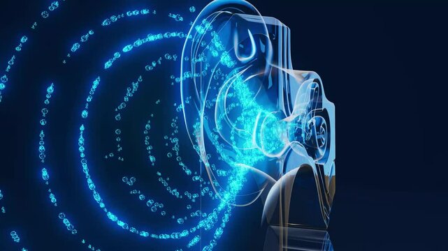 Conceptual 3D animation of an ear anatomy
