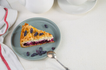 Homemade pie with honeysuckle and cottage cheese
