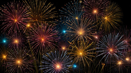 Naklejka premium Explosion de feux d'artifices coloré isolé sur fond noir 