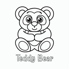 Classic Christmas Teddy Bear Icon – Kids Outline Coloring Page