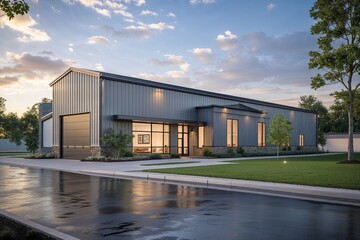 Modern Distribution Center with Office Space and Contemporary Design