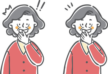 びっくりしているシニア女性　上半身　ベクター