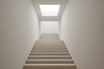 Fototapeta premium Minimalist Staircase Leading Toward Skylight in Modern Interior