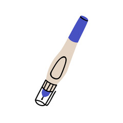 Correction fluid pen, stationery tool. Corrector, white-out accessory with liquid tip for editing, fixing mistakes and typos in writing. School and office stationary. Flat vector illustration isolated