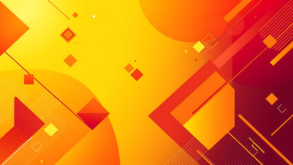 Abstract background in vibrant yellow, orange, and red hues with smooth color gradients transitioning between light and dark shades. Featuring modern geometric shapes including triangles,