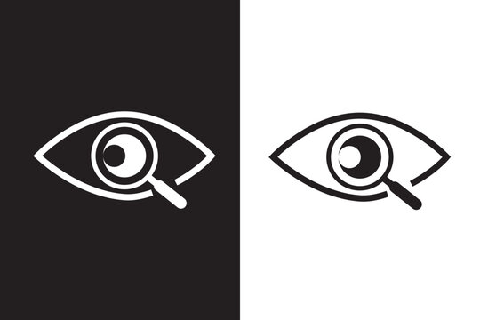Eye Inside Magnifier Search Icon Design, Search eye magnifier look icon vector sign