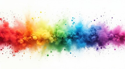 Obraz premium abstract illustration splashing rainbow colorful paint explosion white background, generative AI