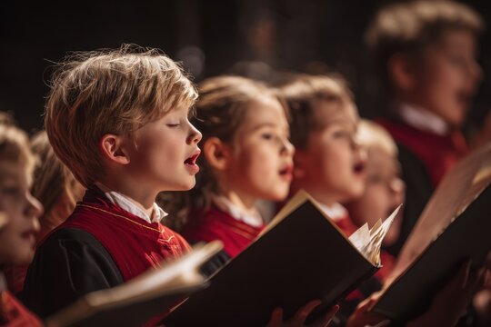 Children singing in choir performance