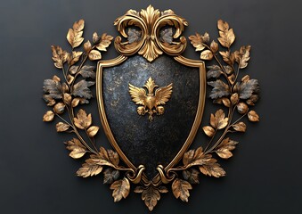 Ornate gold shield emblem