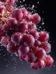 Fresh grapes suspended in sparkling water create a refreshing and vibrant visual display
