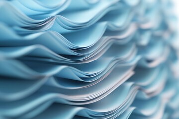 Light-blue papers stacked in wavy layers. Close-up