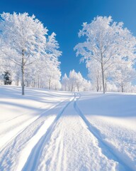 Obraz premium Winter wonderland adventure snowy landscape scenic photography bright environment panoramic view nature's beauty