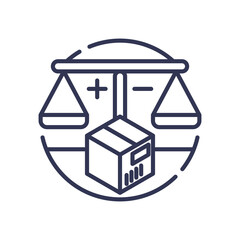 Scales and package symbolize weighing options and decision-making.