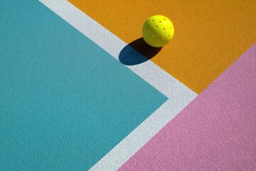 Paddle Ball on Geometric Court: A Pastel Minimalist Scene