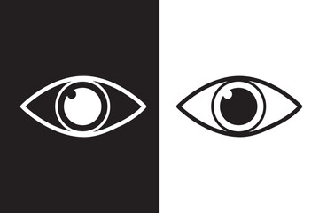 Black eye icon. Bold outline detail. Minimalist vector illustration. Simple geometric design.