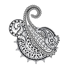 Damask paisley isolated vector floral ornament