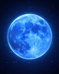 Obraz premium Full Blue Moon shining in dark space with stars digital artwork astronomy celestial body lunar surface cosmic event
