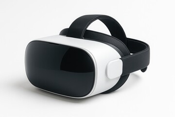 Modern white VR headset on white background perfect for technology gaming and virtual reality content
