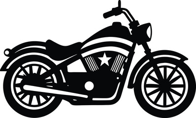 Classic American Chopper Motorcycle Silhouette 4th of July Design
