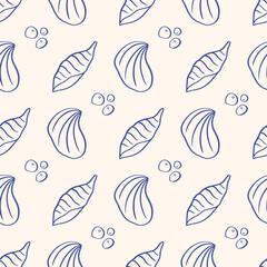 Hand drawn sea shells pattern