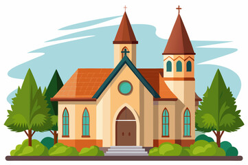 Naklejka premium Vector Drawing Church Background
