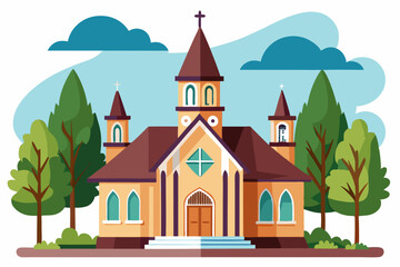Naklejka premium Outlined Church Vector Background