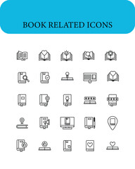 Book - thin line vector icon set. Pixel perfect. Editable stroke.
