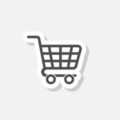 Trolley icon, Shopping Cart Logo sticker isolated on gray background