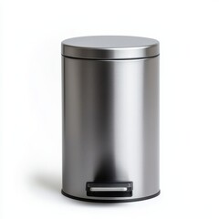 Modern stainless steel trash can with pedal for hands-free use