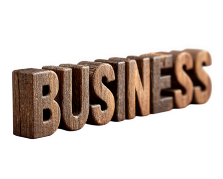 Wooden block letters spelling BUSINESS create strong visual impact, symbolizing entrepreneurship and professionalism. This captures essence of business in creative way - Powered by Adobe