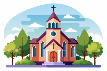 Naklejka premium Church Building Vector Image