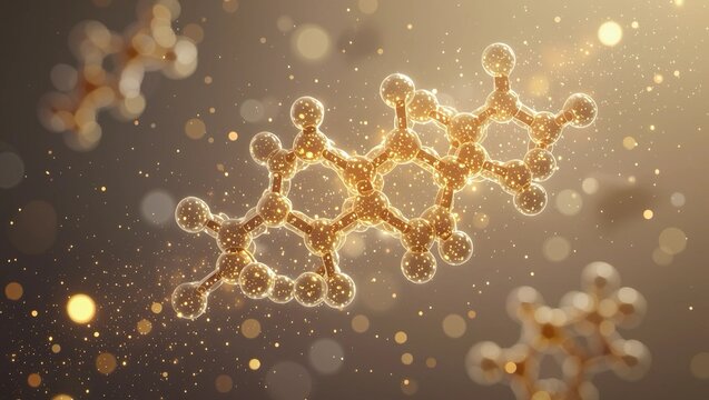 Elegant 3D rendering of a collagen tripeptide molecule, showcasing its intricate structure and scientific significance in a visually appealing format.