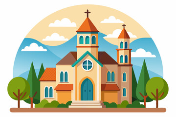 Naklejka premium Classic Church Vector Artwork