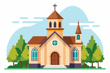 Church Silhouette on White Background