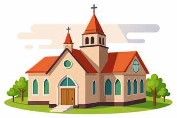 Fototapeta premium Church Background Vector White Background