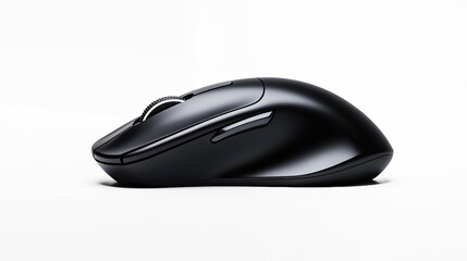 Sleek Black Wireless Mouse on Transparent Background