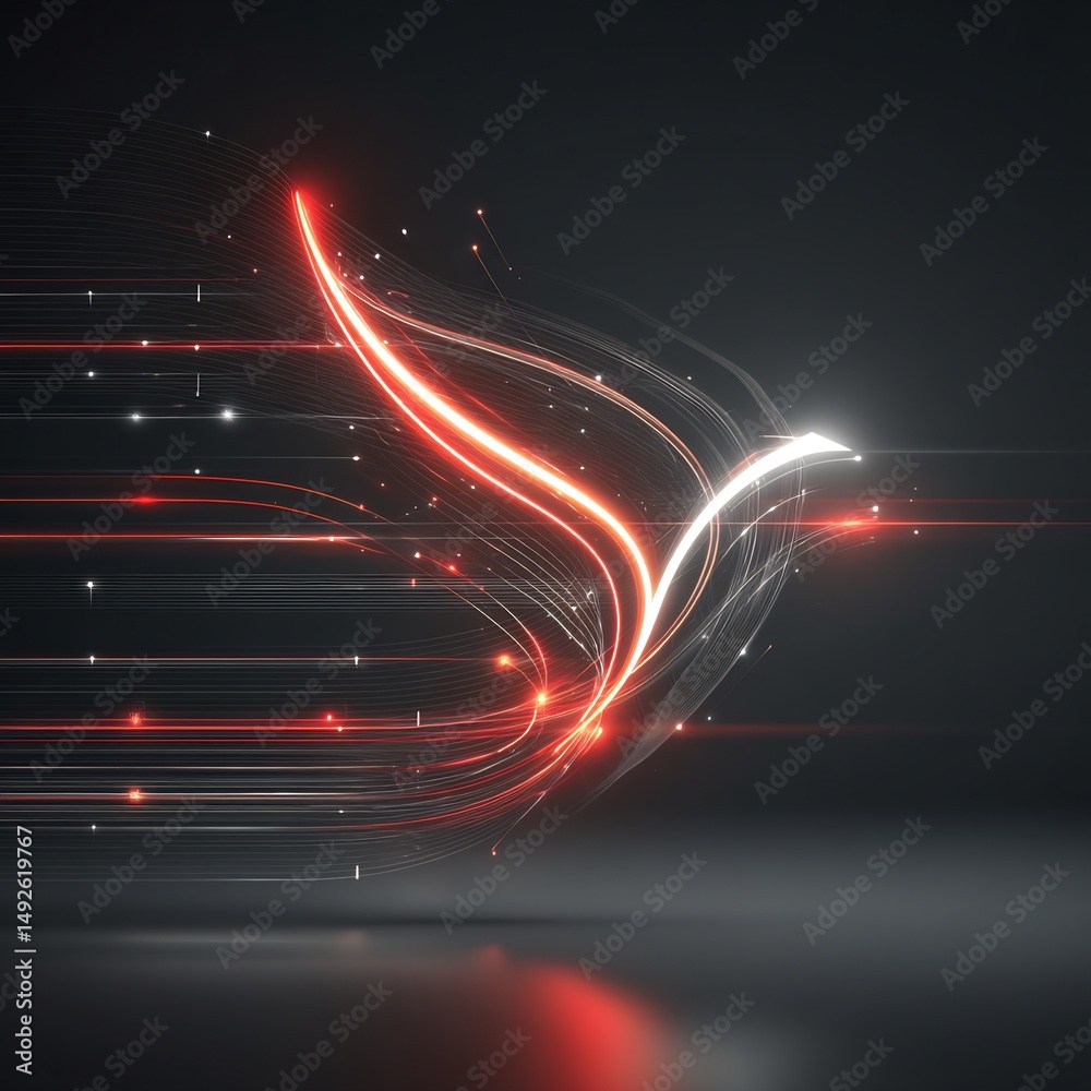 Poster dynamic luminescent trails in simulated space create abstract motion design