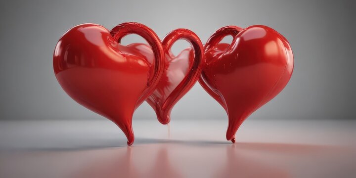 Two vibrant red hearts seamlessly blend, forming a single larger heart ,  dual,  fusion,  solidarity