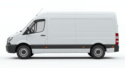Fototapeta premium Clean White Commercial Van Isolated on White Background Displaying Streamlined Design For Transportation Industry