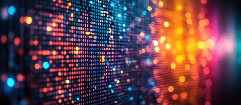 Abstract display of colorful, glowing pixels