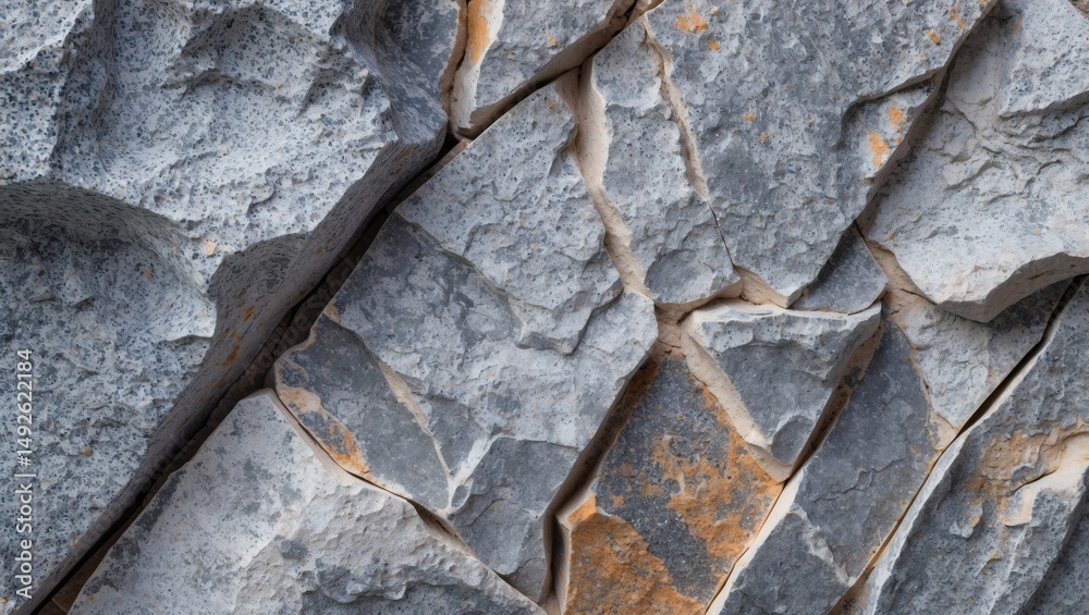 Poster a close-up of a weathered rock formation, showcasing intricate textures and patterns