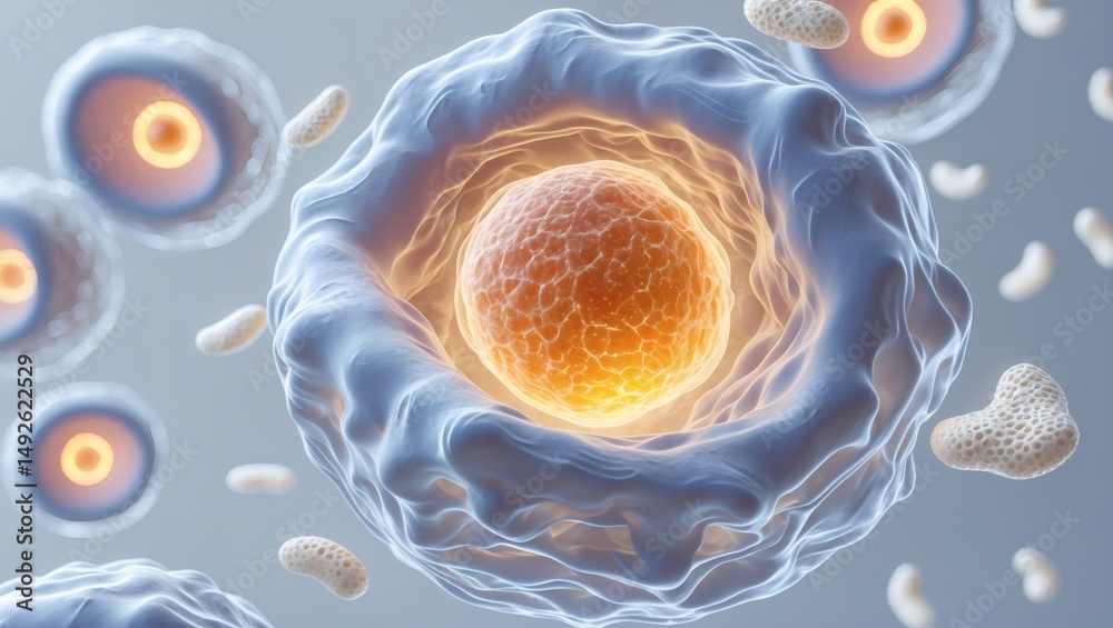 Poster an abstract microscopic view of a cell