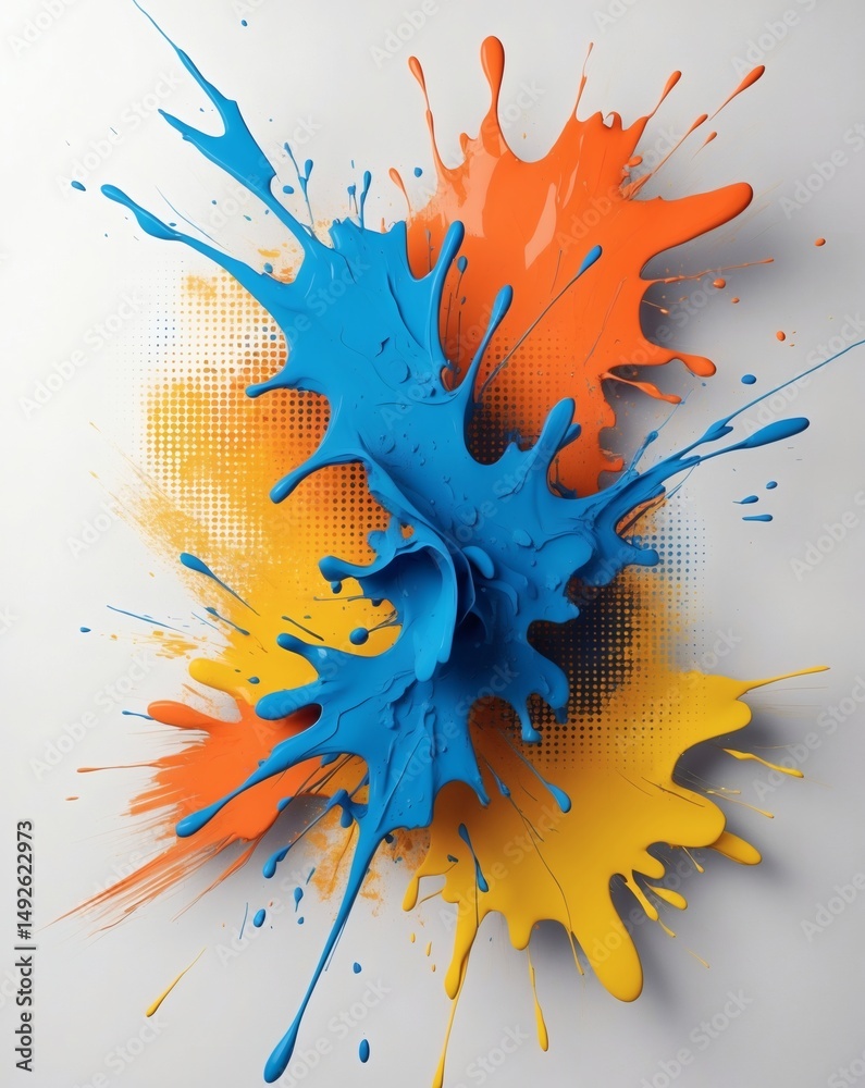 Aufkleber Explosive colorful paint splashes creating an abstract art piece. Bright colors explode with dynamic energy, making it a visually stunning art piece