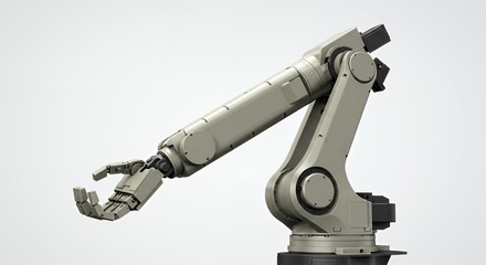 Detailed Industrial Robot Arm Showcasing Articulated Joints and Mechanical Precision Isolated on White Background Perfect for Decoration