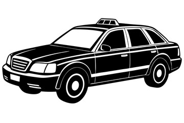 Black silhouette police car side profile with light bar outline, police car, police, car, vehicle, law enforcement, emergency, cop, patrol, silhouette, side profile, light bar, outline, black, white, 