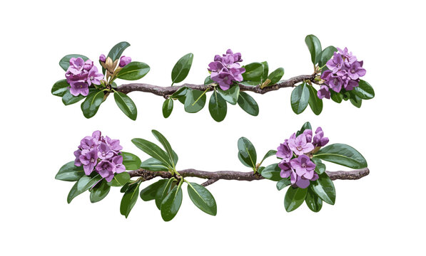 High resolution Daphne odora winter daphne frontal isolated png, evergreen shrub, fragrant flowering plant, botanical art, landscaping, vector illustration.